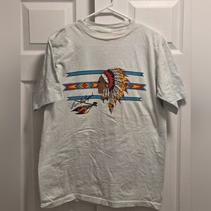 Vintage 1991 Native American Chief Live The Legend Graphic Tee Size Large